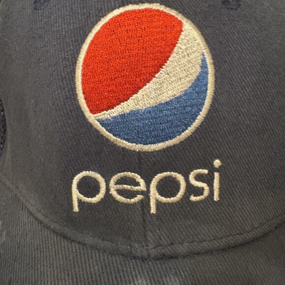 Pepsi Hat Cap Strap Back Blue Mesh Trucker Embroidered Patch Advertising Mens - Picture 4 of 9